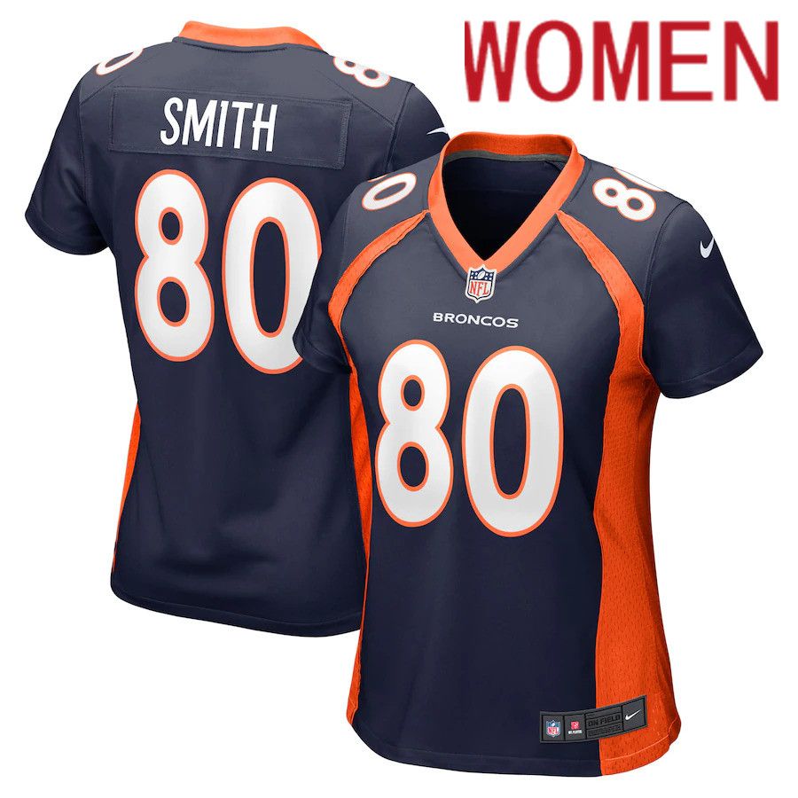 Women Denver Broncos #80 Rod Smith Nike Navy Retired Player NFL Jersey->women nfl jersey->Women Jersey